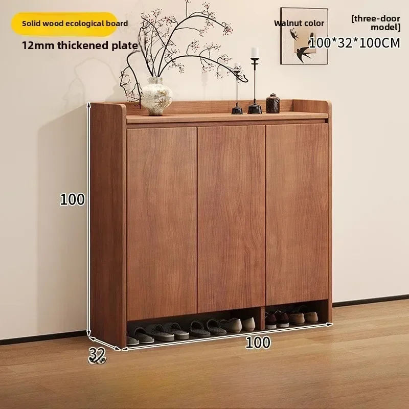New model Solid wood shoe cabinet New Chinese-style household large-capacity storage porch cabinet dust-proof shoe rack