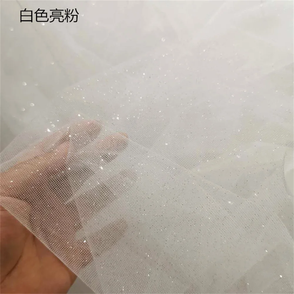 3Meters/Pack Off White Silvery Glitters Tulle Net Mesh Fabric Bride Veil Wedding Gown Lace Stiff