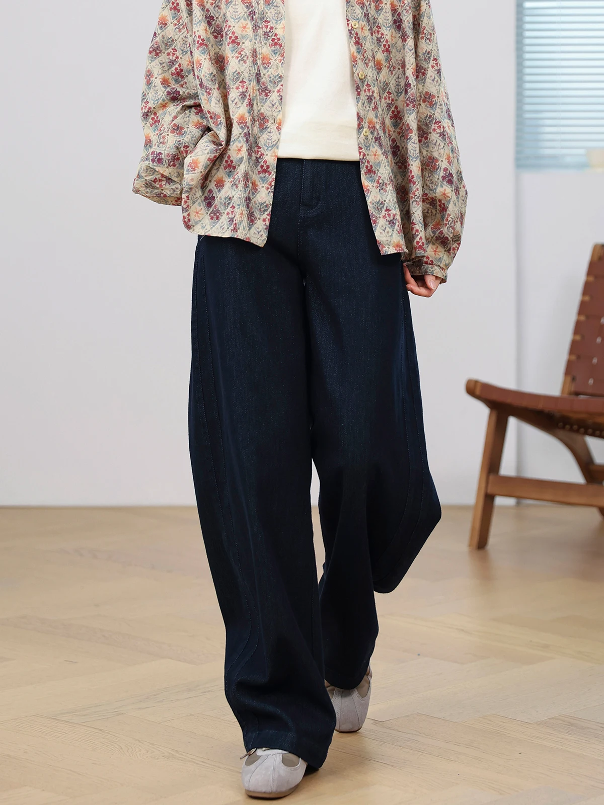 

High Waist Straight Leg Retro Denim Jeans Women's plus Size Cover Hip Pants Casual Long Trousers Chinese Sle Faion