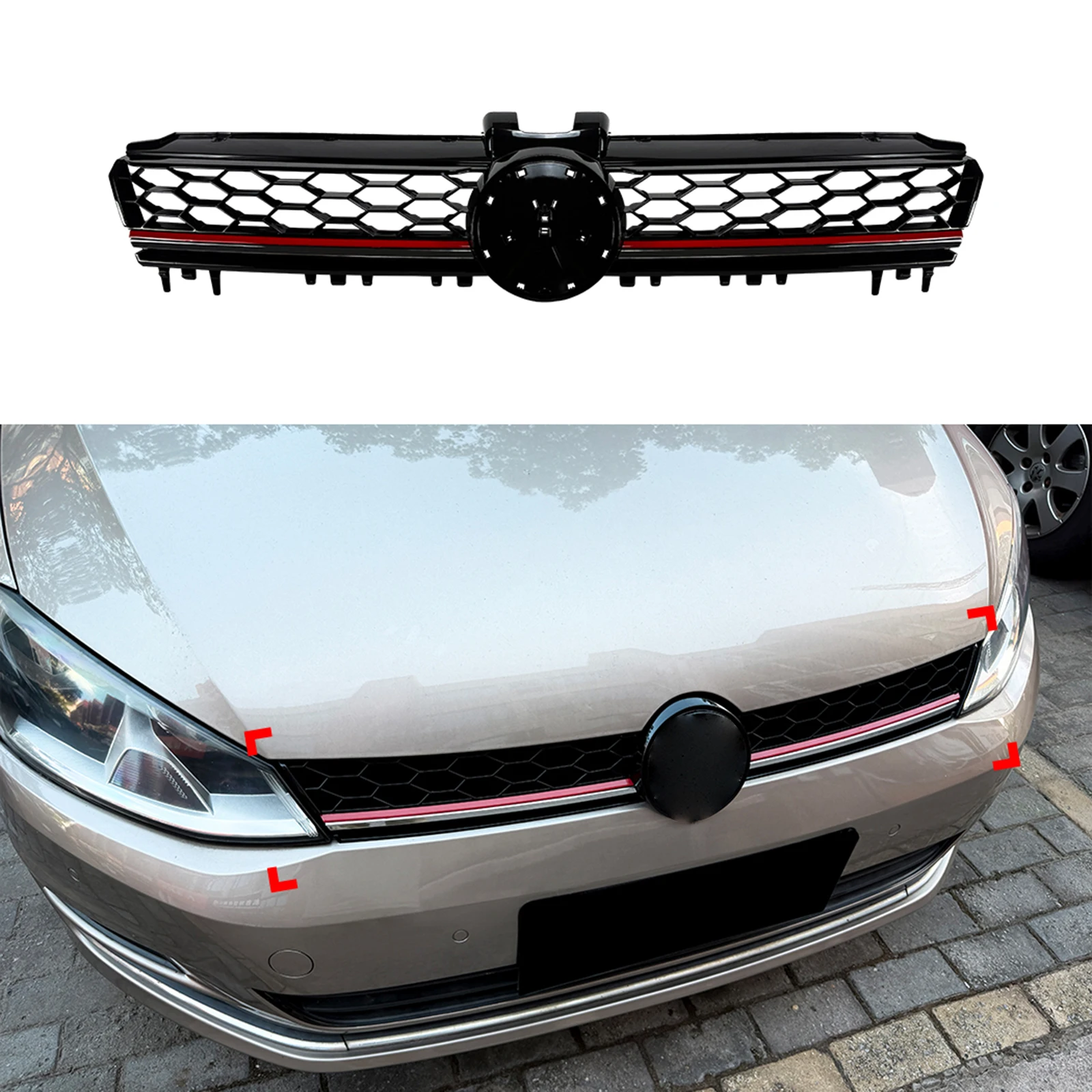 For Volkswagen Golf 7 MK7 GTI 2013-2016 Front Grille Bumper Hood Mesh Racing Grill