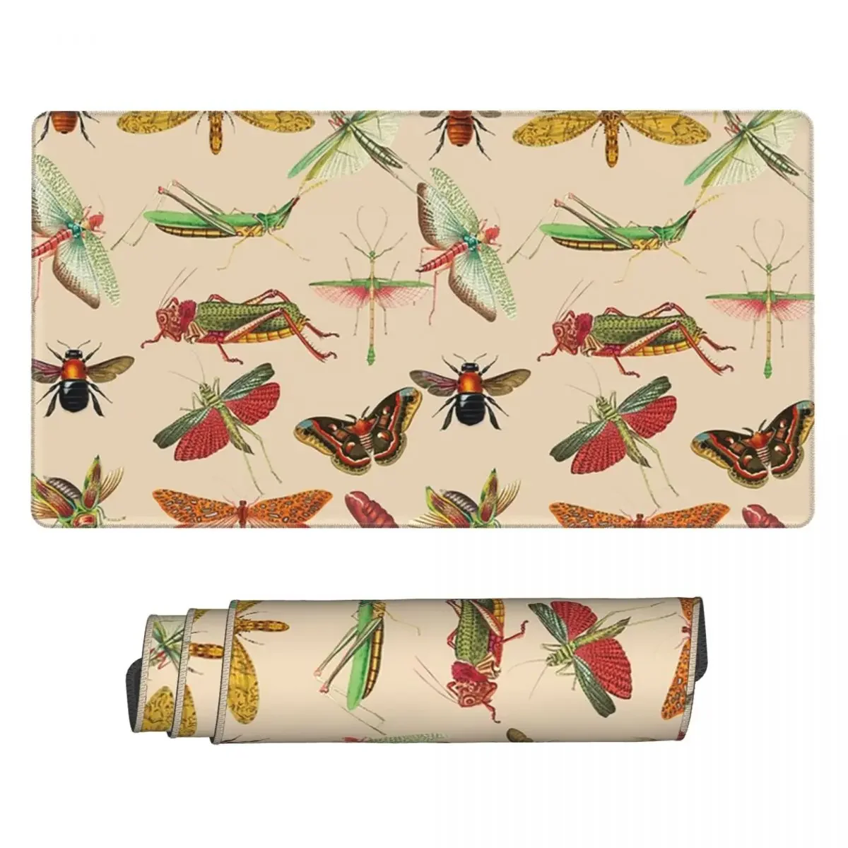 Large Mouse Pad Vintage Bugs And Insects Illustration Gamer PC Laptop Mats Keyboard Computer Gaming Office Accessories Desk Mat