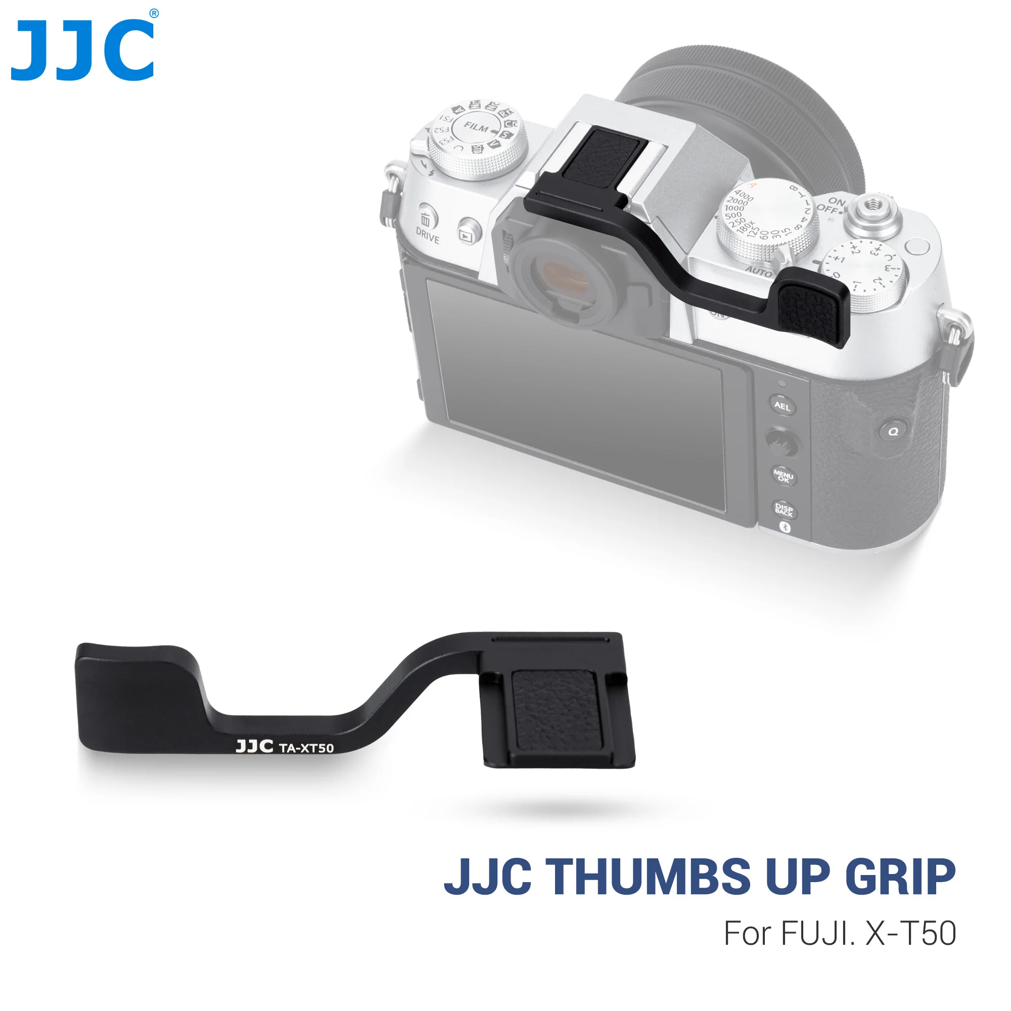 JJC Deluxe Metal Thumb Up Grip for FUJIfilm FUJI X-T50 Camera Hot Shoe Thumb Rest Support Grip for Stable and Safe Hand Hold