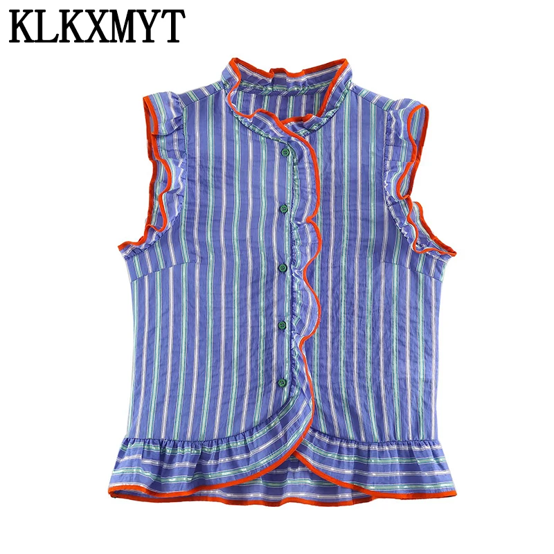 KLKXMYT Women's Shirt 2026 New Summer Sleeveless Ruffles Short Shirts for Women Casual Chic Personality Female Shirt Tops ﻿