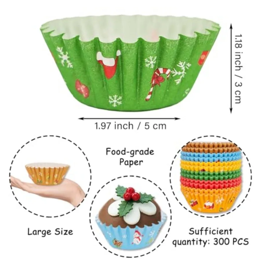Cupcake Muffin Liners - Count Standard Xmas Paper Cup Cake Liners for Baking, Merry Eve Candy Wrappers Cookies Wrap Chocolate M