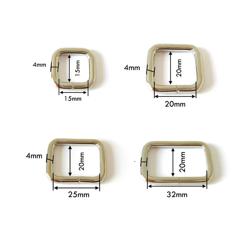 15mm 20mm 25mm Metal Hardware Belt Square Connect Buckle For Bag Handbag Straps Clasp Dog Leash Rope Garment DIY Accessory