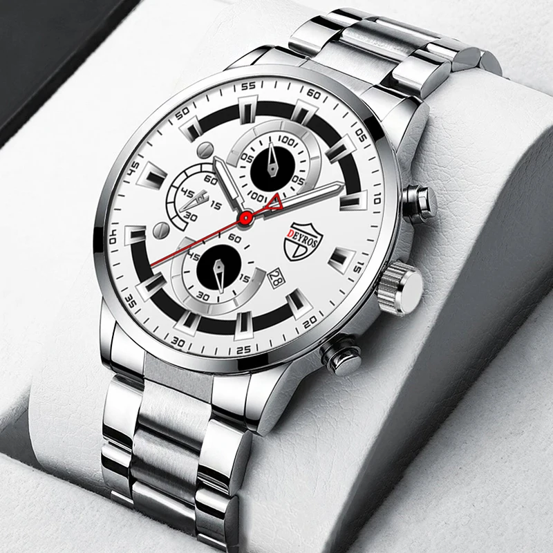 Fashion Sport Watches for Men Business Stainless Steel Quartz Wristwatch Calendar Man Casual Leather Luminous Watch часы мужские