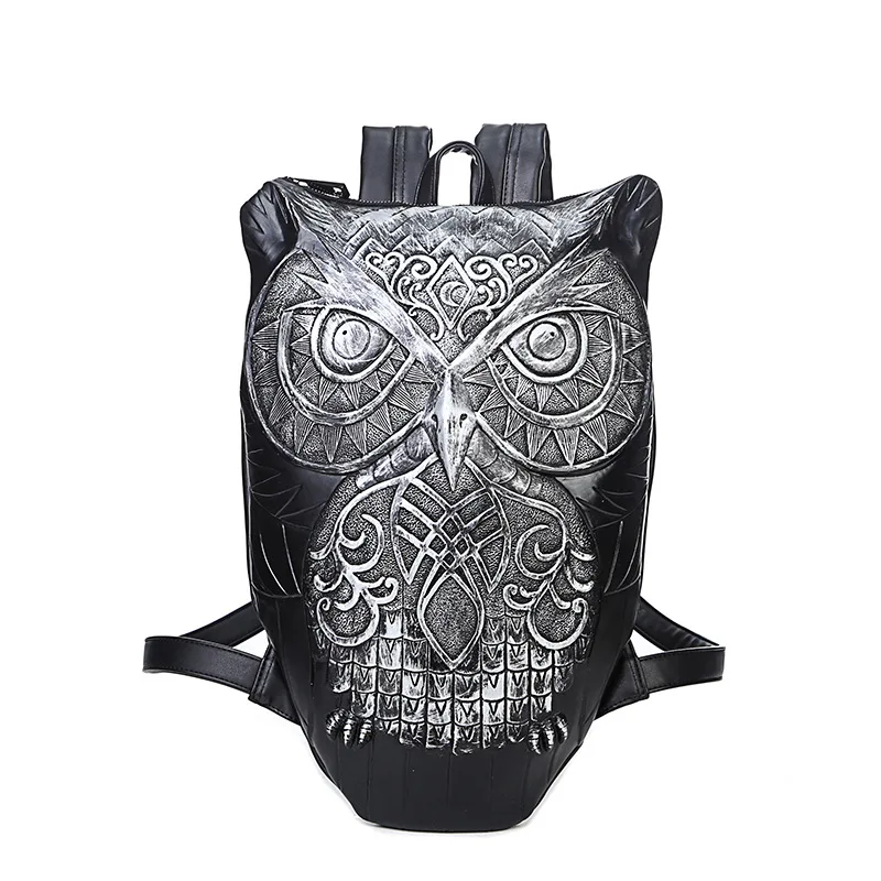 Fashion 3D owl women backpacks large capacity high quality Waterproof Thichen leather backpack unisex big school bag Travel bags