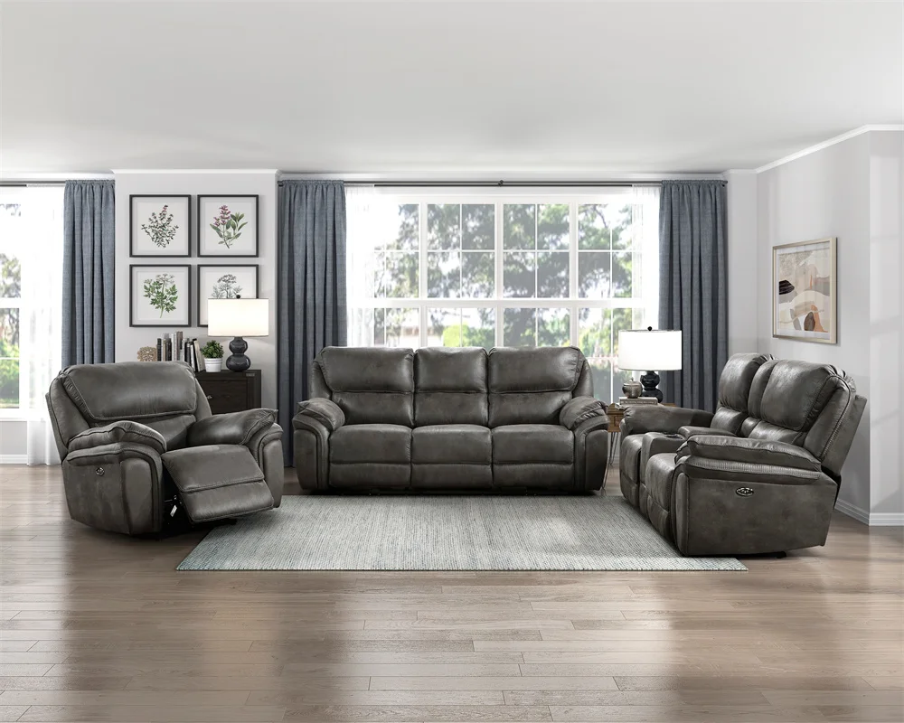 #￥Modern Power Electric Reclining Couch Loveseat Chair Microfiber Upholstery USB  Living Room Recliner Sofa Set 3+2+1 Furniture