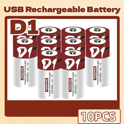 1.5VD साइज़ लिथियम-आयन बैटरी 12000mAh USB रिचार्जेबल फ्लैशलाइट्स वॉटर हीटर खिलौनों के लिए, मुफ़्त चार्जिंग केबल शामिल है 8 best sales लिथियम बैटरी - №5