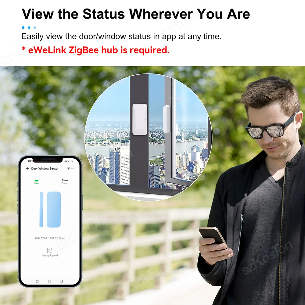 Zigbee porta janela sensor aberto fechado detector ewelink app sensores de alarme contra roubo sem fio suporte zigbee 2mqtt assistente casa