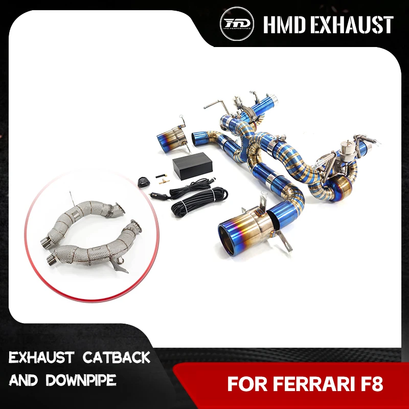 

HMD Downpipe for Ferrari F8 GTB Vacuum valve Ti Catback Free upgrade of heat shield Exhaust system High performance