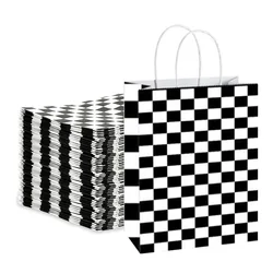 5/10/20/30/40/50pcs Black And White Checkered Portable Handheld Paper Bags Race Car Theme Party Supplies Decor Boys Favor Gifts
