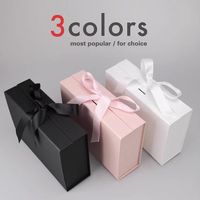 Luxury Magnetic Gift Box Folding Gift Box Black Flip Cover Ribbon Lafite Grass Greeting Card Valentine's Day Gift Packaging Box