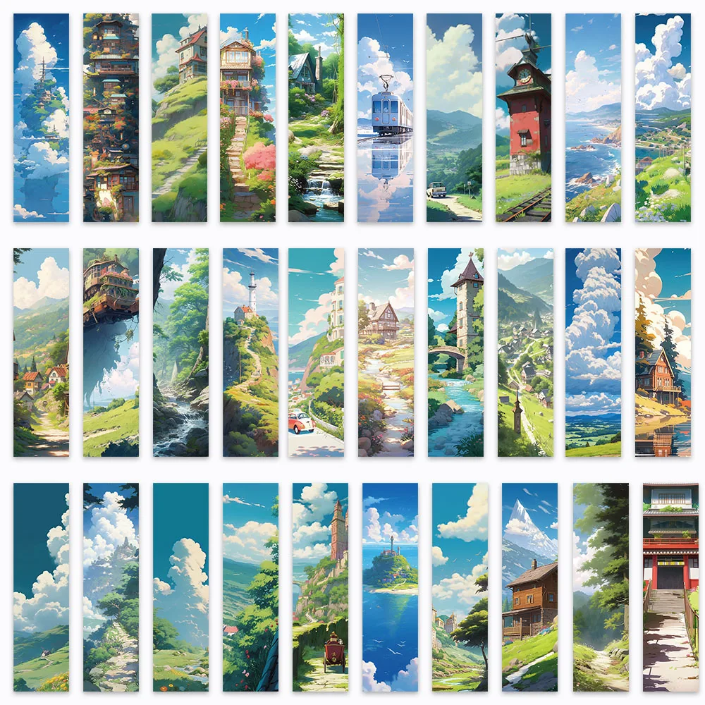 30PCS Hayao Miyazaki Manga Style Bookmarks Student Gifts DIY Creative Art Decoration Reading Book Page Marking Cards