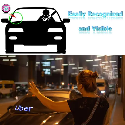 Ljusskylt för bil, ljusdekal för vindruta med sugkoppar, taxiskyltlampa, hyttindikatorlampa, cigarett/USB 10 best sales Uber LED-skylt för bil - №5