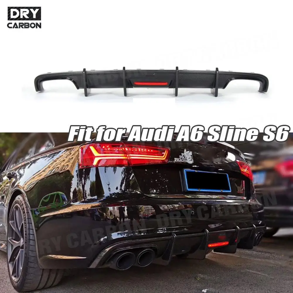 

Carbon Fiber Rear Diffuser Bumper Lip Spoiler For Audi A6 Sline S6 2013-2018 (not for A6 Base ) K Style Rear Bumper Guard