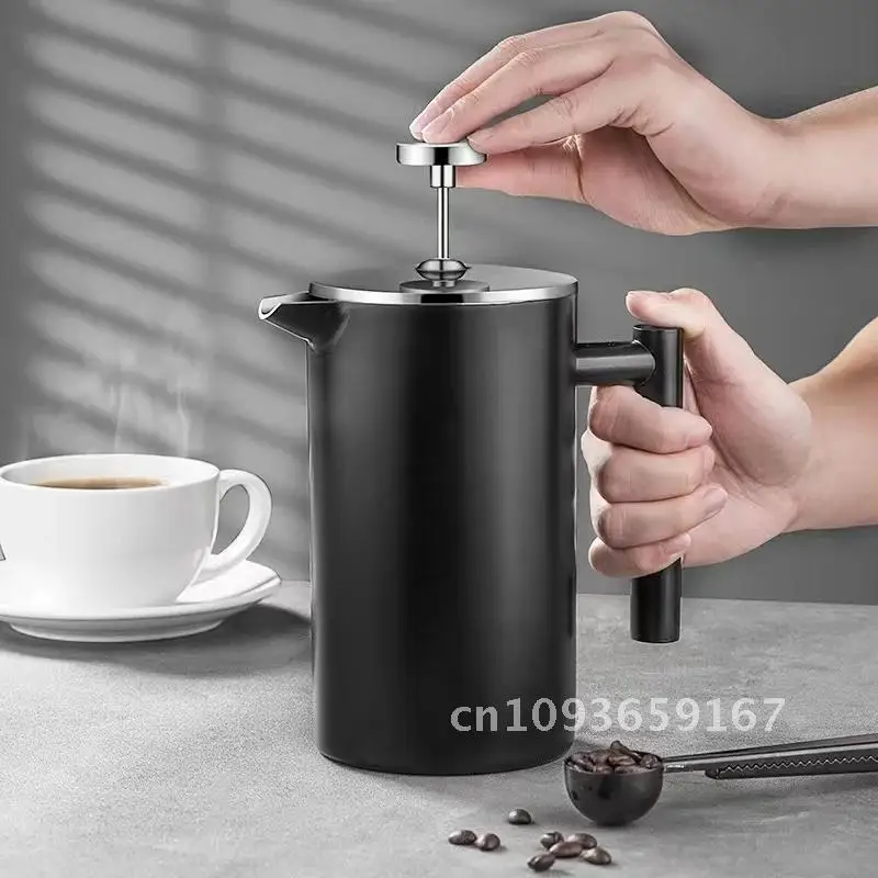 

Black Coffee Maker Pot French Press Coffee Maker Maker 350ml/800ml/1000ml Coffee Pot Walled Steel Insulated Double Stainless