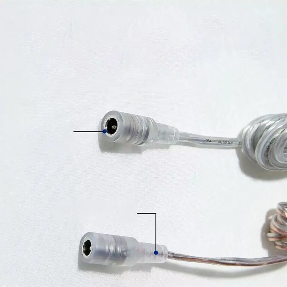 1Pcs Durable 2M DC Power Cord 22AWG 5.5x2.1mm Power Adapter Cable Transparent Male To Female Switching Cable for LED Strip Light
