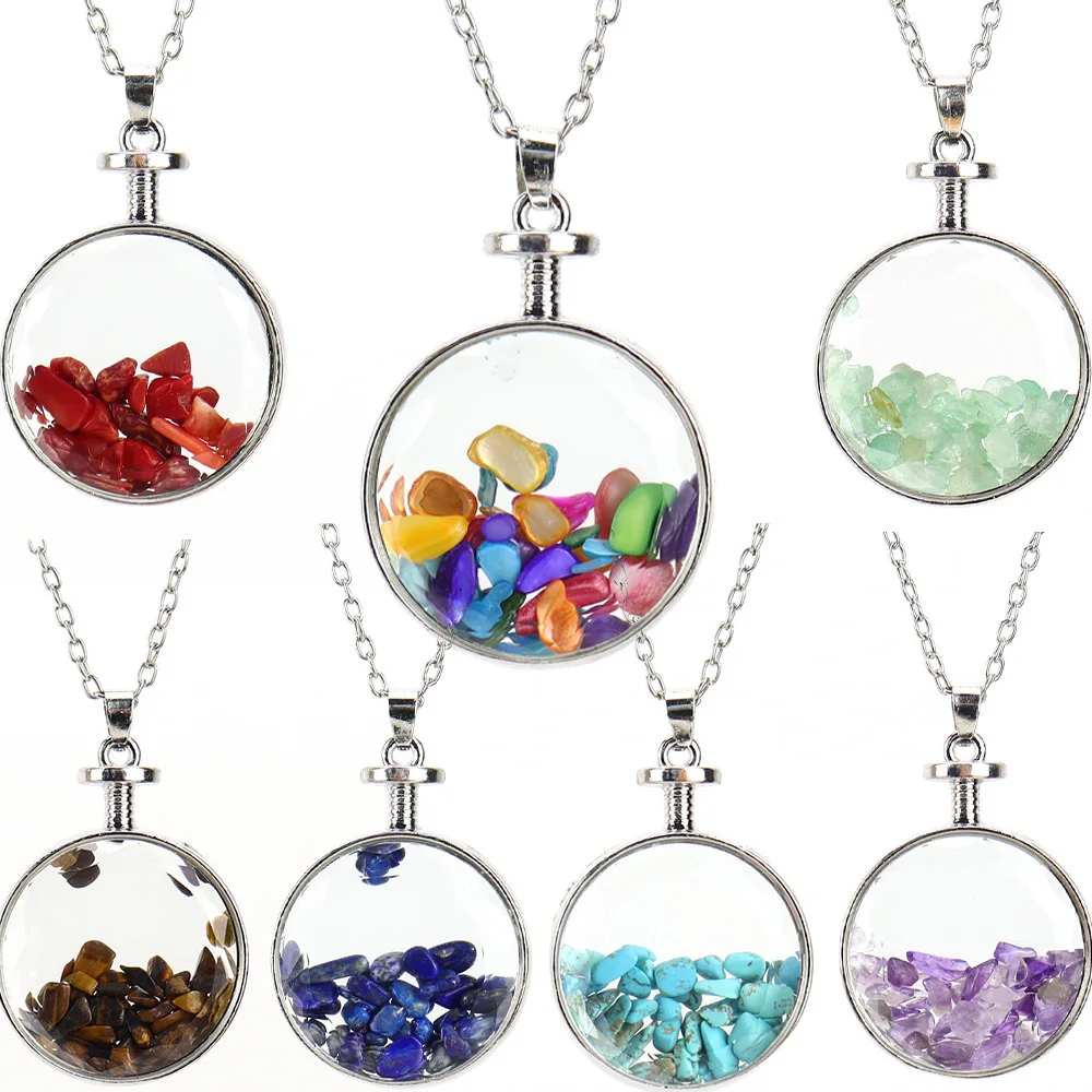 

Creative Wishing Bottle Synthetic Crystal & Metal Silver Plated Pendant Necklace Fresh and Unique Gift for Women