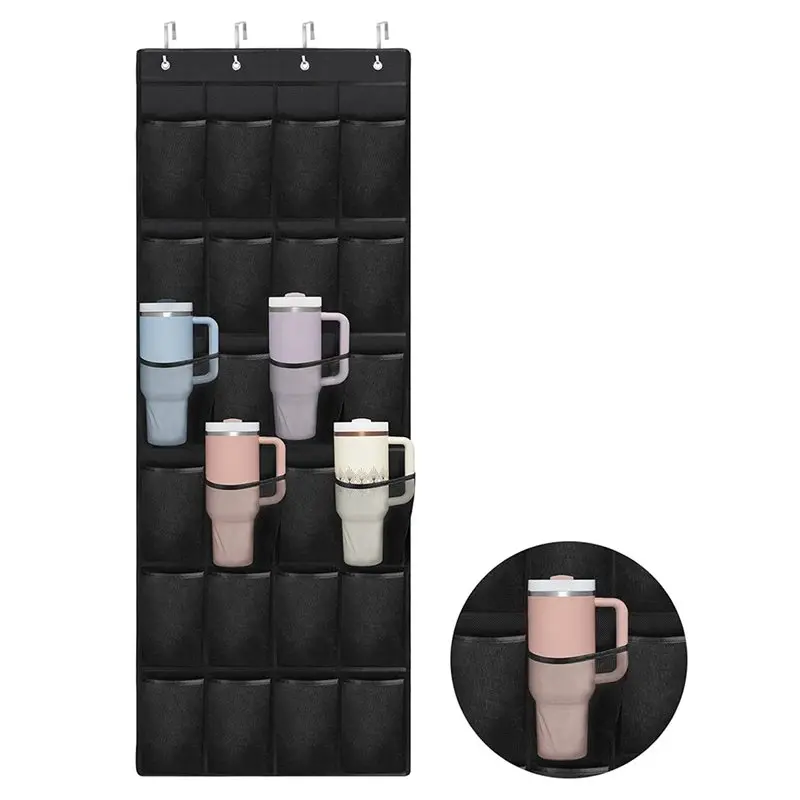 

ABLK Cup Organizer For Tumbler, 24-Pocket Capacity, Foldable Hanging Bag For Cup Storage