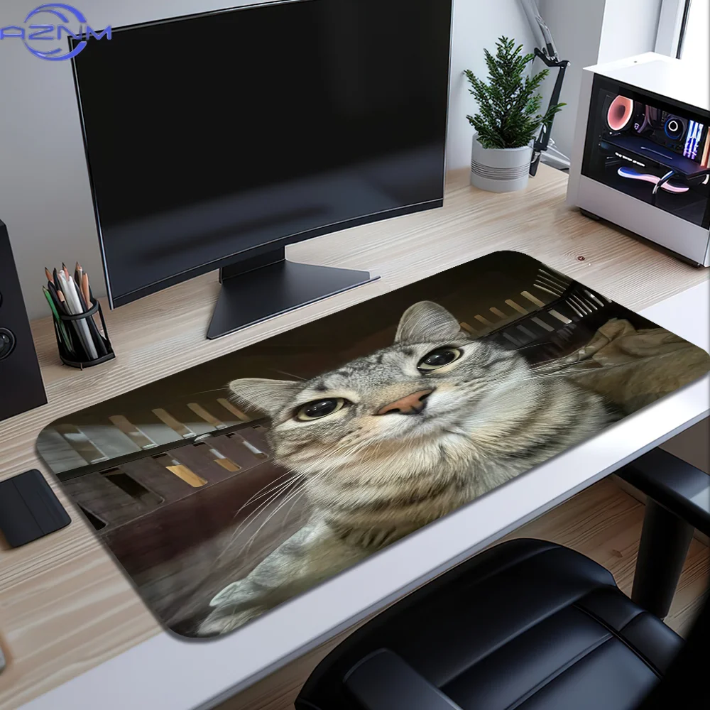 Mouse Pad Grande Antiderrapante e Ergonmico de Borracha para Teclado, com Design Engraado de Gato Meme Z-Zazu Halloween, para