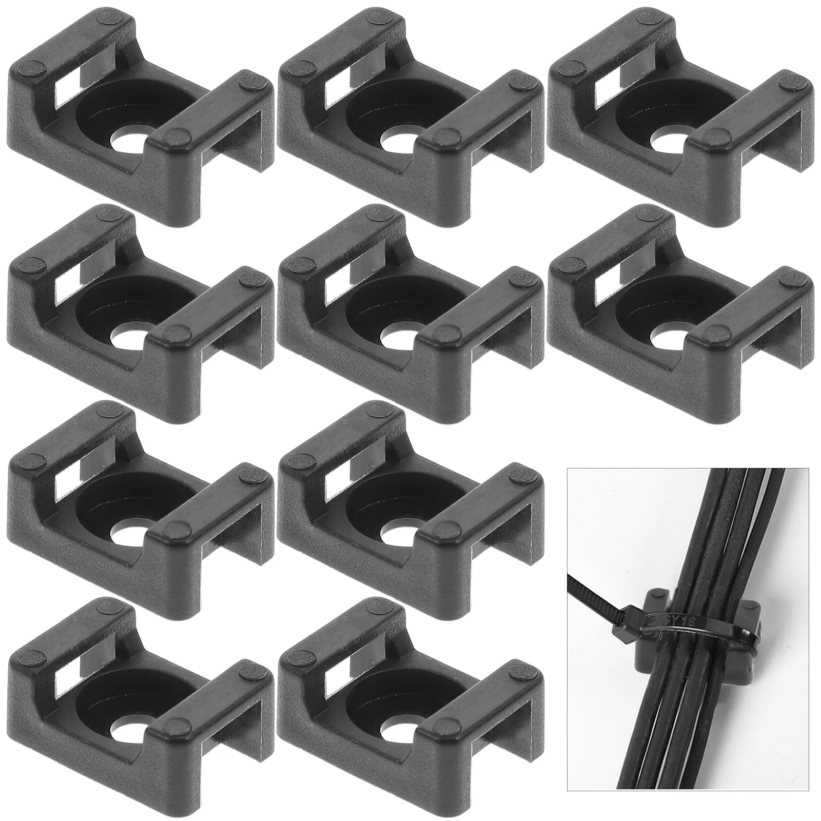 

Cable Tie Holder Wire Mounting Clips Cable Mounts Zip Tie Mounts for Cords Management Screw Fixing Seat Durable Stable Plastic