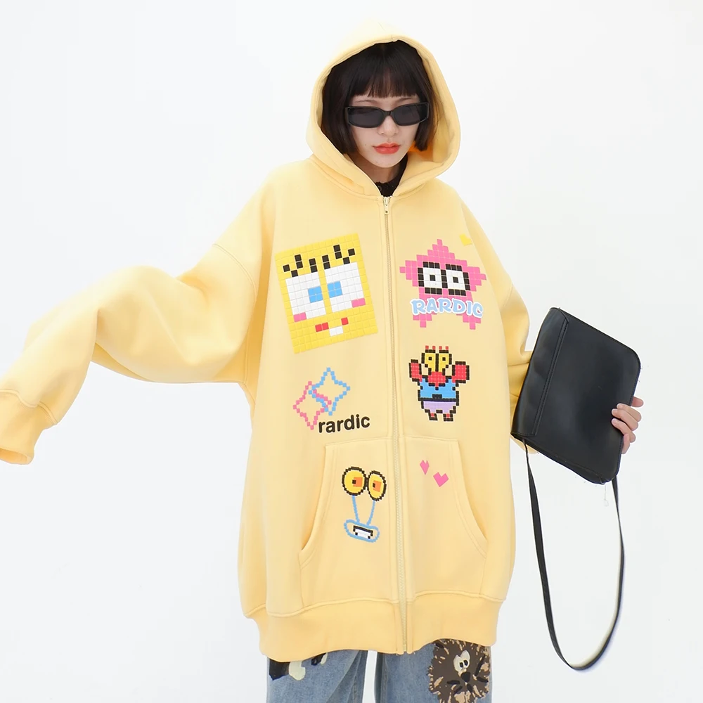 

Fun cartoon plush hooded sweatshirts for women's 2023 autumn/winter new loose Pullovers fitting bf college style Hoodies