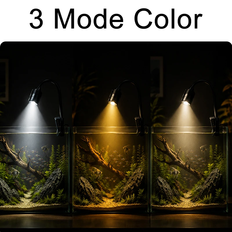 LED Aquarium-Strahler mit Einstellbarem Fokus 15 ° -90 ° 3-Farben Dimmbare Aquariumbeleuchtung mit Timer und Einstellbarer Helligkeit, Südamerikanische Lampe – Detail 3
