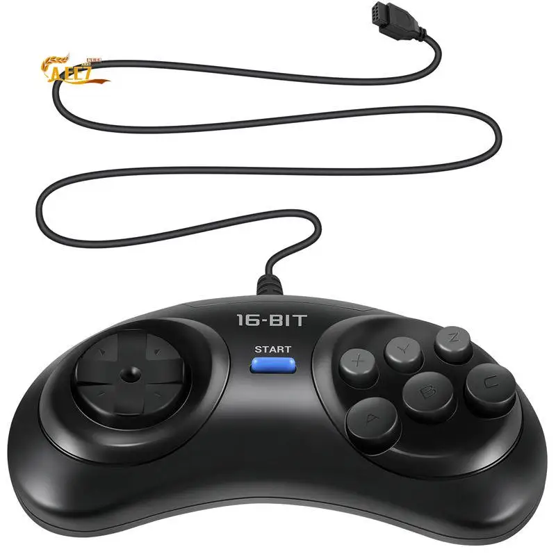 AEE7-2 Pcs Game Controller For SEGA Genesis For 16 Bit Handle Controller 6 Button Gamepad For SEGA MD Game Accessories Black