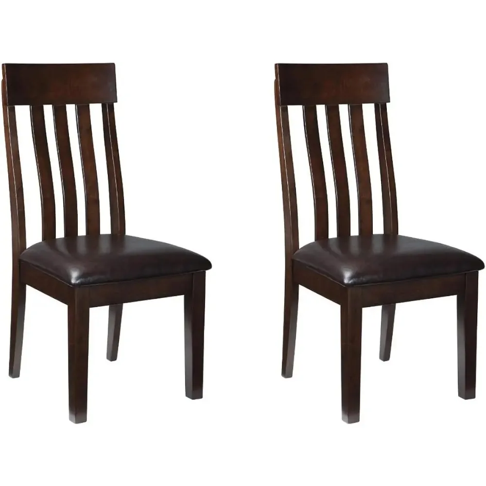 Haddigan Faux Leather Cushioned Rake Back Dining Chair, Hammis Rake Back Dining Room Chair, 2 Count, Dark Brown