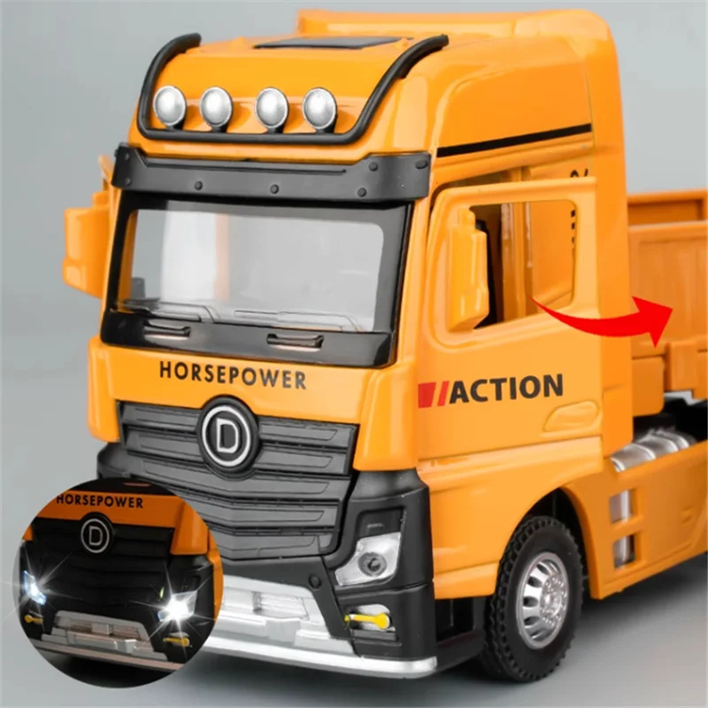 Diecast Metal Roadblock Transport Vehicle Car Model Alloy Engineering Transport Tipper Truck Vehicle Semi Trailer Car Model Toys