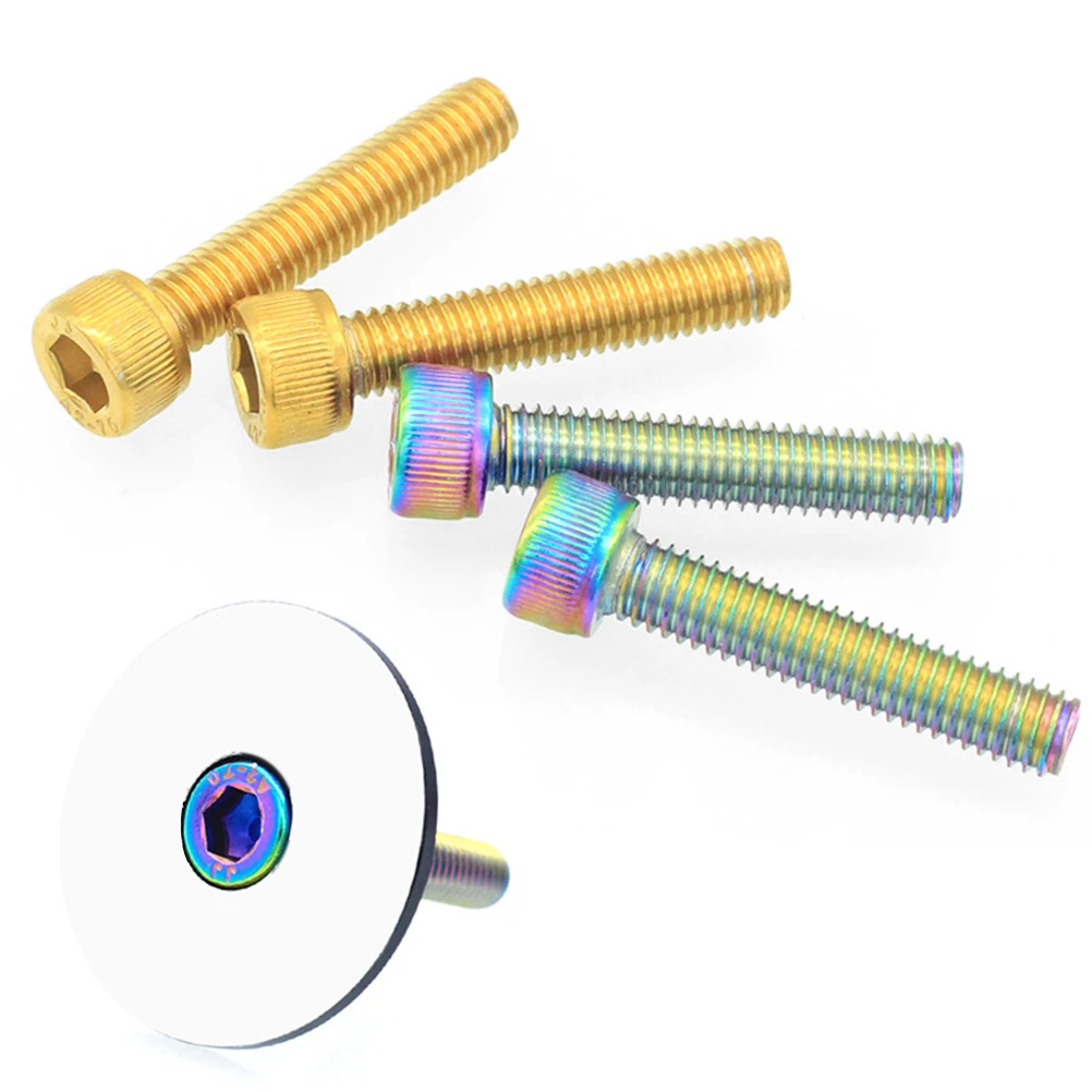 

4pcs Stainless Steel Bike Headset Screw Mountain Road Fixed Gear Fork Cap Durable Lightweight Threadless Stem Mounting Dazzling