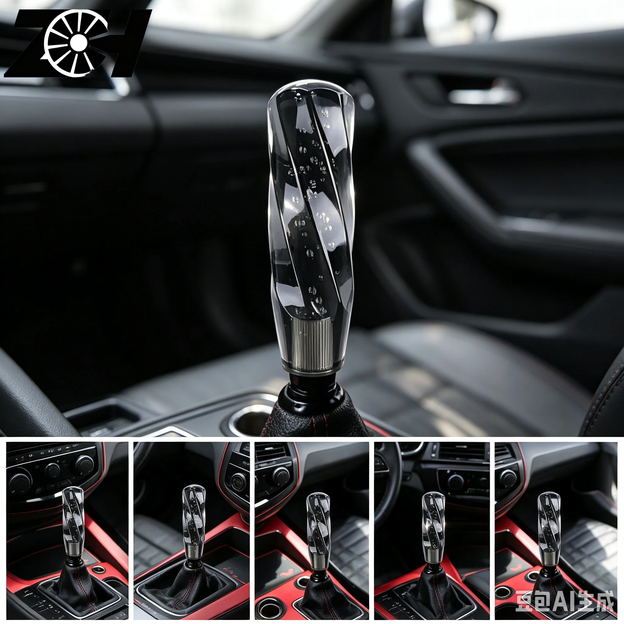 10 15 20 25 30cm Car Transparent Stitching Multicolor Gear Shift Knob Crystal Bubble Shifter Lever Black
