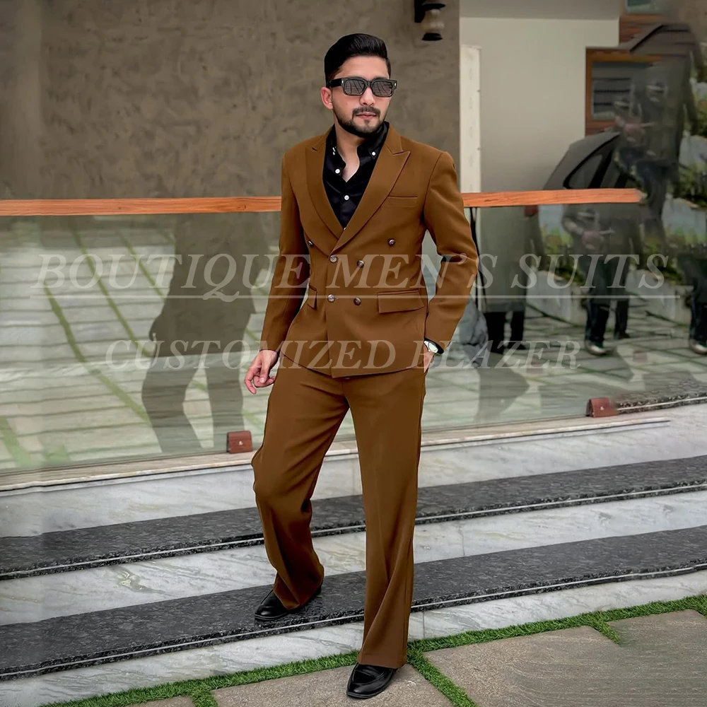 

Мужские костюмы по индивидуальному заказу, элегантный повседневный двубортный пиджак с лацканами, комплект из 2 предметов, куртка и брюки, полный комплект, мужская одежда на заказ, наряды