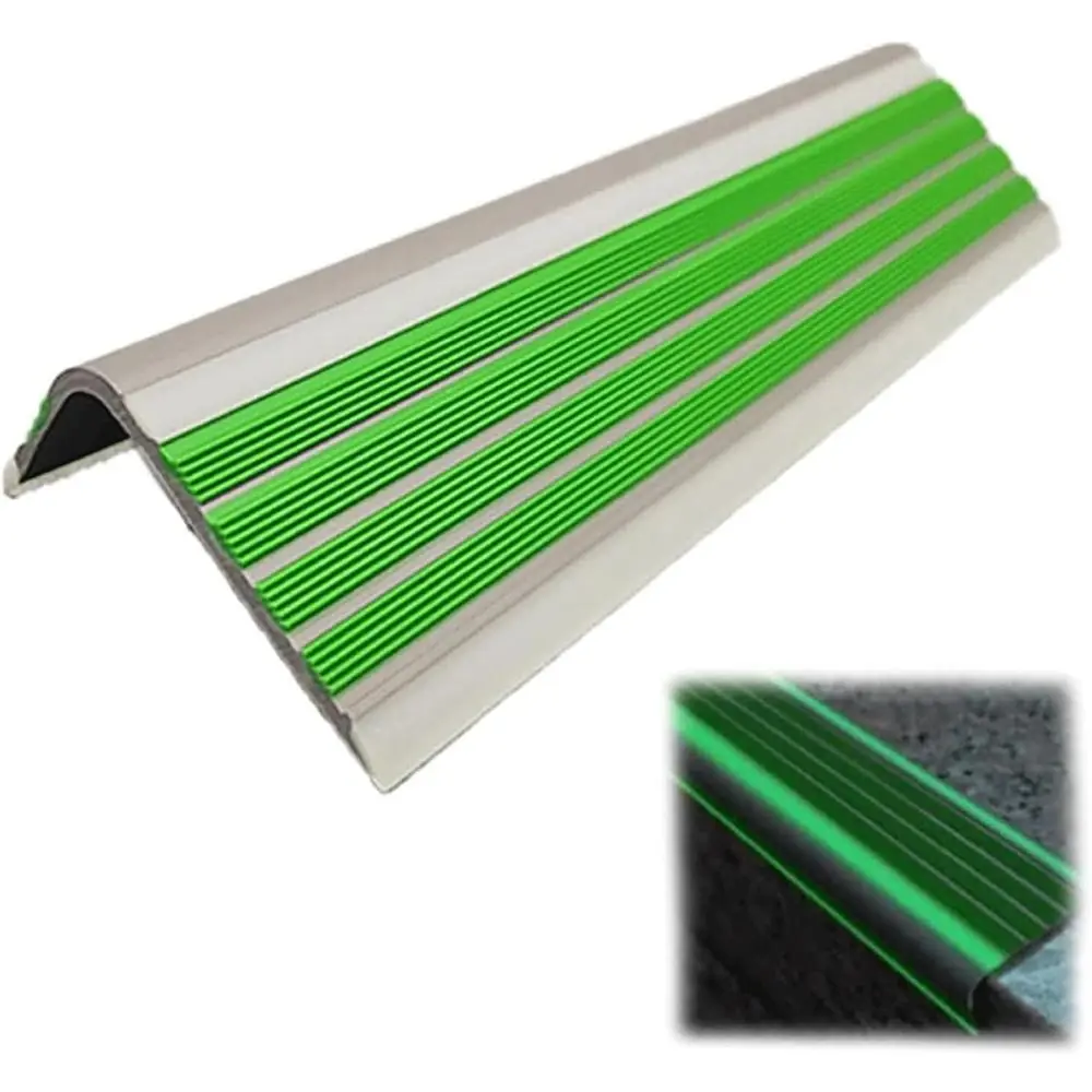 Tiras antideslizantes de escaleras de PVC, peldaños de escaleras autoadhesivos de 100cm, Protector de borde de escalera reflectante impermeable para interiores y exteriores
