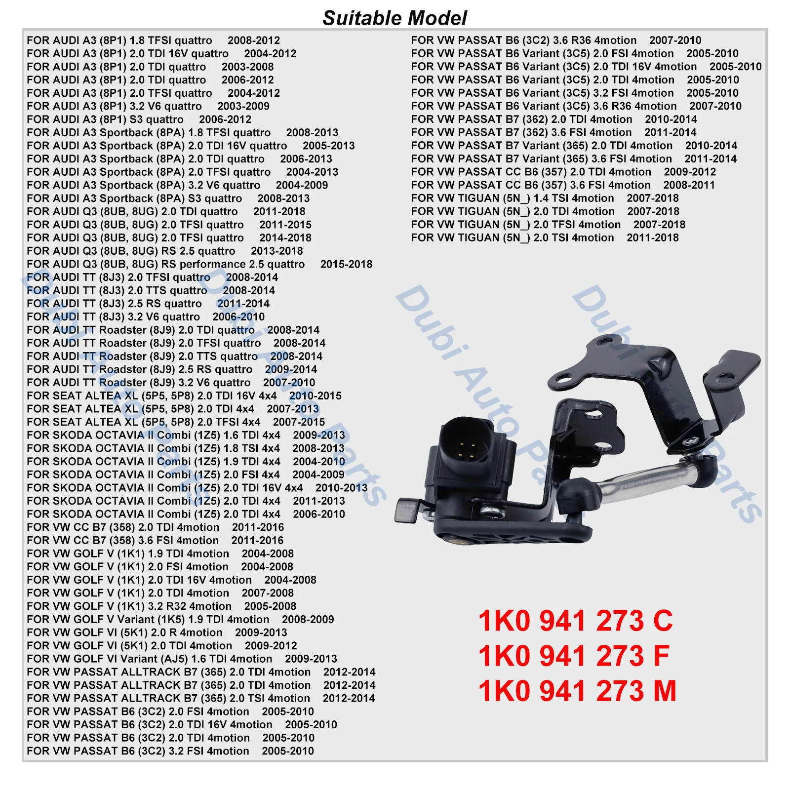 Rear Height Level Sensor For VW CC GOLF PASSAT TIGUAN AUDI TT Q3 A3 SEAT ALTEA XL SKODA OCTAVIA Headlight Levelling 1K0941273M