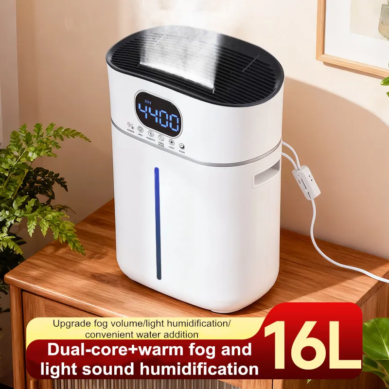 

16L Smart Humidifier with Warm Mist – Top-Fill Large Capacity for Home/Hotel/Villa, Auto Humidity Control, 900mL/h Output