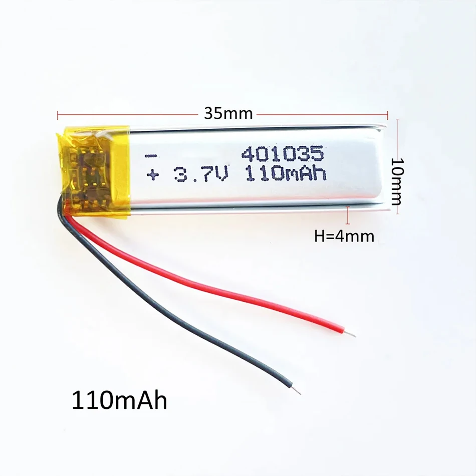 Lot 10Pcs 401035 3.7V 110mAh Lipo Rechargeable Battery For GPS Bluetooth Headset Video Pen Recorder Camera LED Light