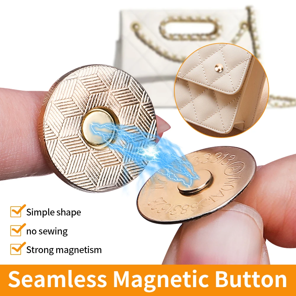 100PCS Double Cap Magnet Button Seam-free Bag Clothing Magnetic Buckle Suction Buckle Magnetic Rivet Hidden Buckle Metal Buckle