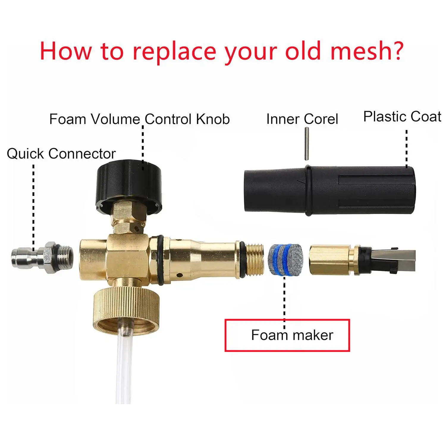 Universal Foam Cannon Mesh Filter Foam Richer Lather Maker Nozzle Tips For High Pressure Snow Foam Lance