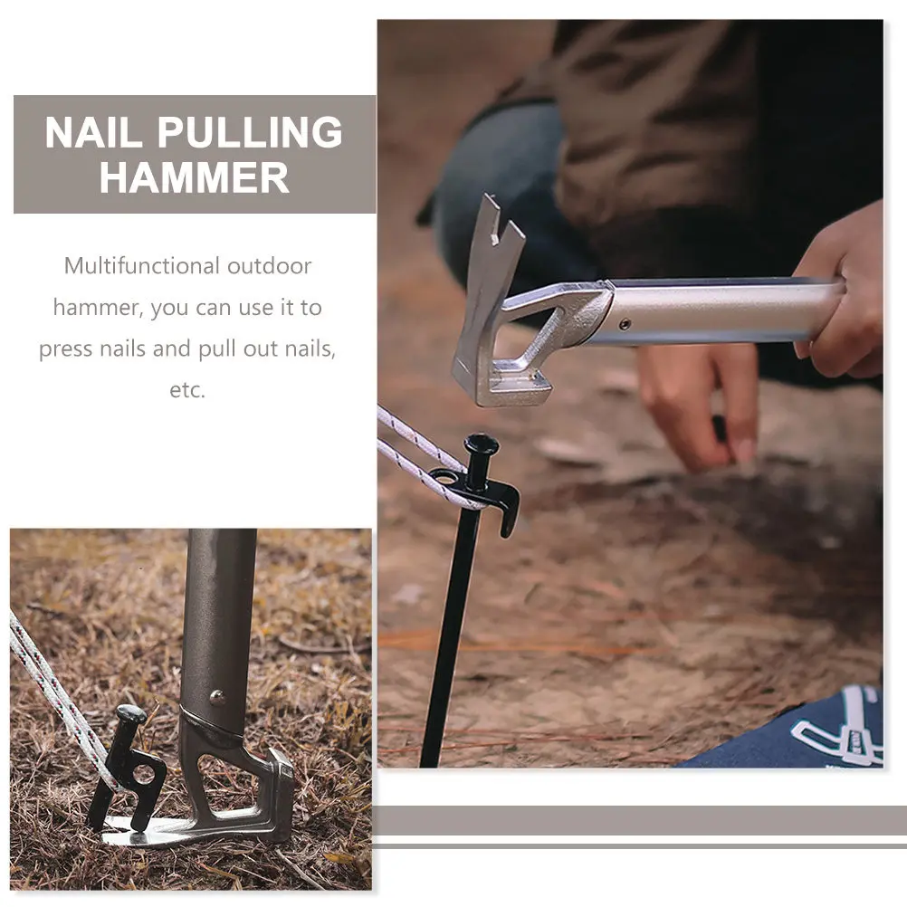 Multi-Function Tent Hammer Aluminum Handle Stainless Steel Construction Portable Outdoor Hammer for Camping Hiking Car Emergency view 3