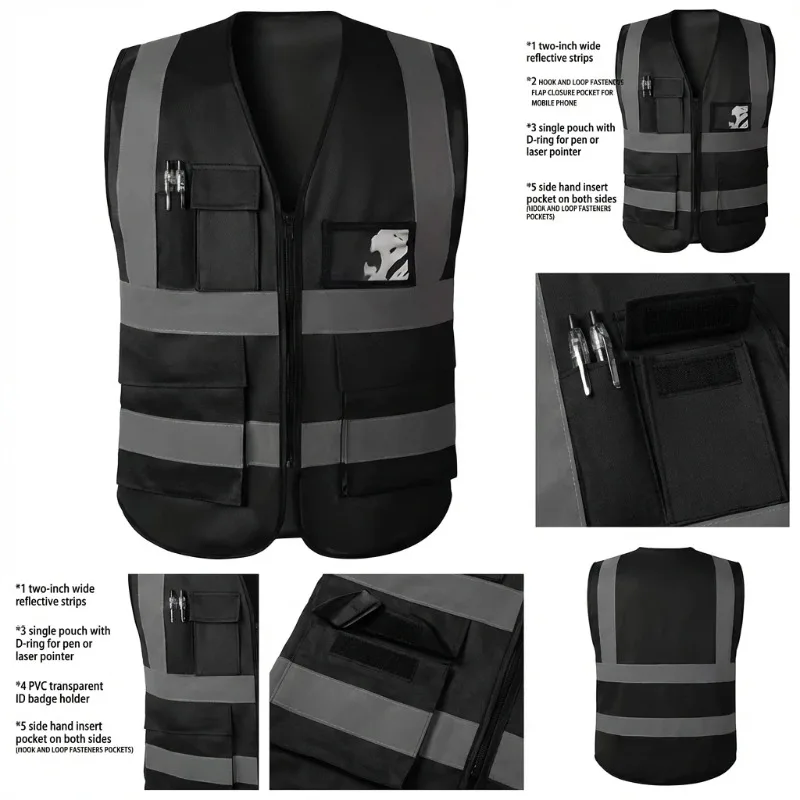 Customizable High Vis Reflective Safety Vests Durable Protective Wear for Construction Workers Traffic Staff Sanitation Cleaners