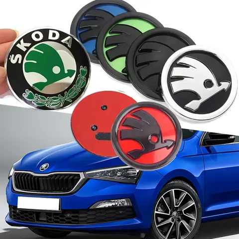 SKODA 용 ABS 액세서리 Superb Rapid Fabia 1 2 Karoq Yeti Vision Octavia A7 RS 자동차 전면 후면 엠블럼 데칼 트렁크 로고 스티커
