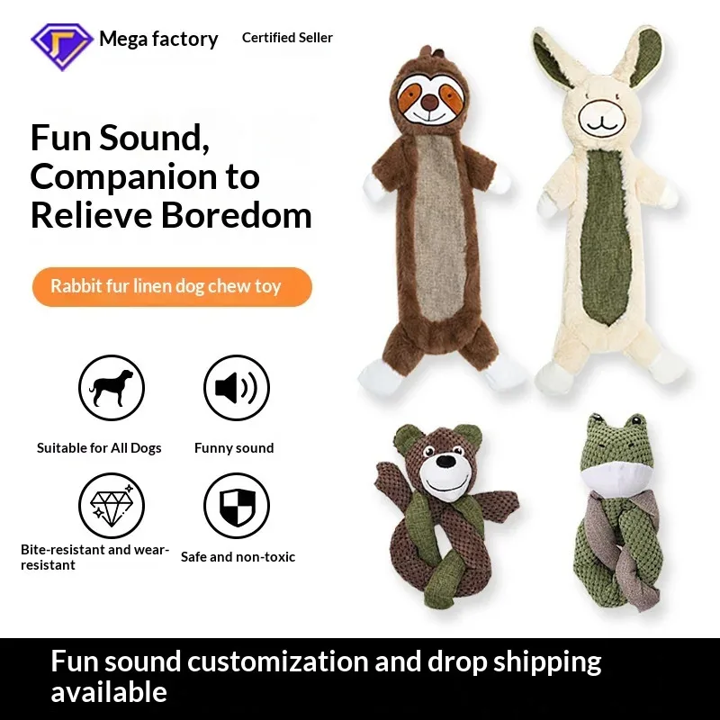 

Indestructible Squeaky Dog Toy - Self-Play Plush Rabbit with Chew-Proof Design for Medium/Large Dogs (CE Certified)​