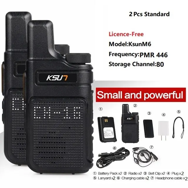 KSUT PMR446 Walkie Talkie 2 stuks Mini-formaat draagbare radio draadloze set tweerichtingsradiostation Comunicador Transceiver