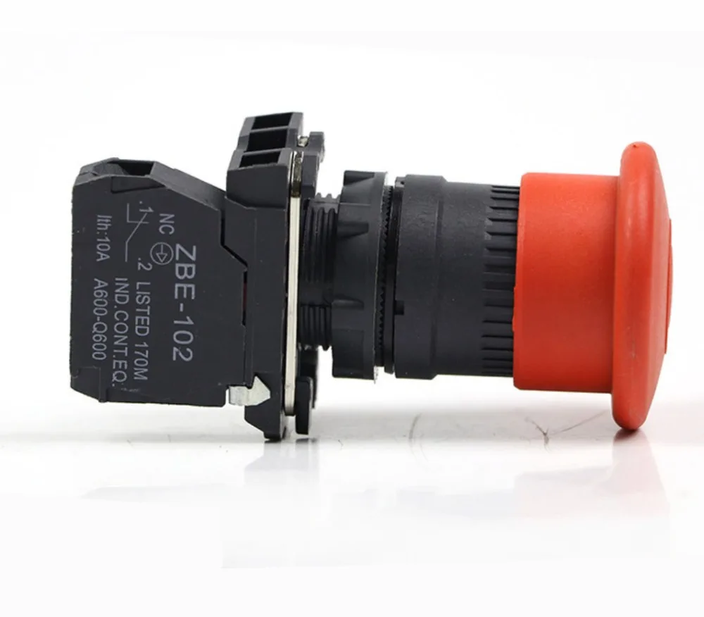 5 PCS XB5-AT42 Interruptor de botão de pressão de cabeça de cogumelo de parada de emergência à prova d'água