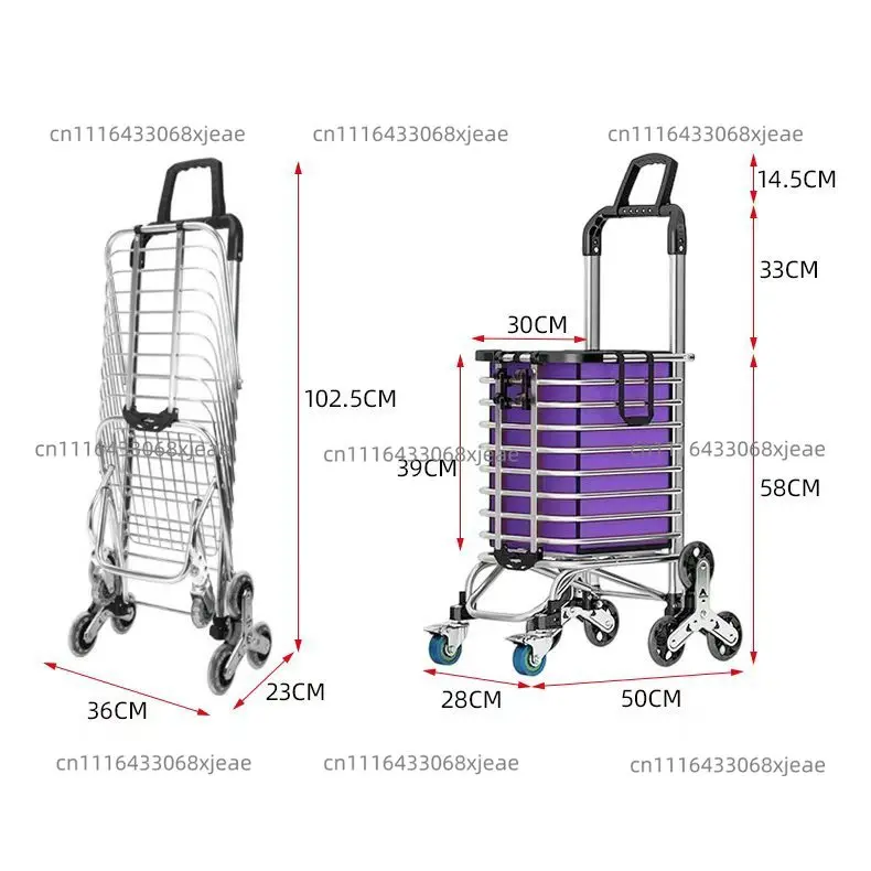 Stair-climbing aluminum alloy hand-pulled folding household shopping delivery cart, grocery cart, small pull cart