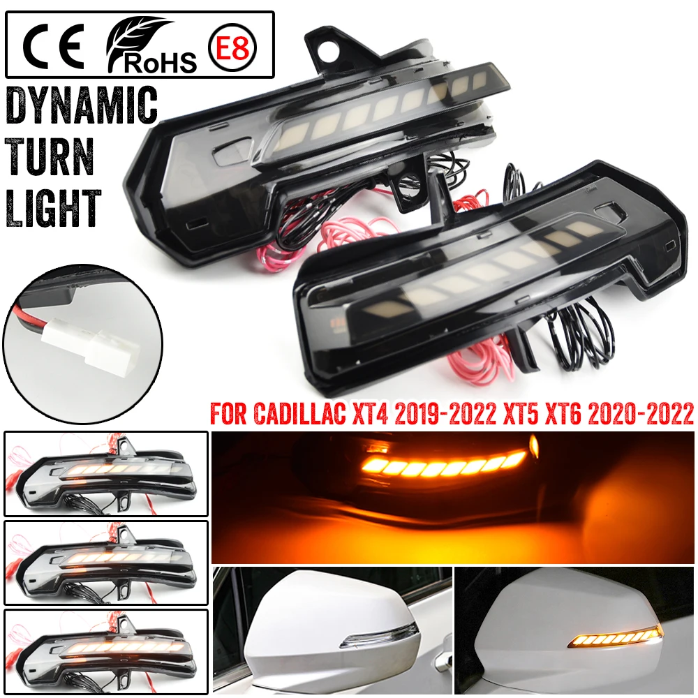 

2Pcs For Cadillac XT4 XT5 XT6 2019-2022 LED Side Wing Rearview Mirror Indicator Blinker Repeater Dynamic Turn Signal Light