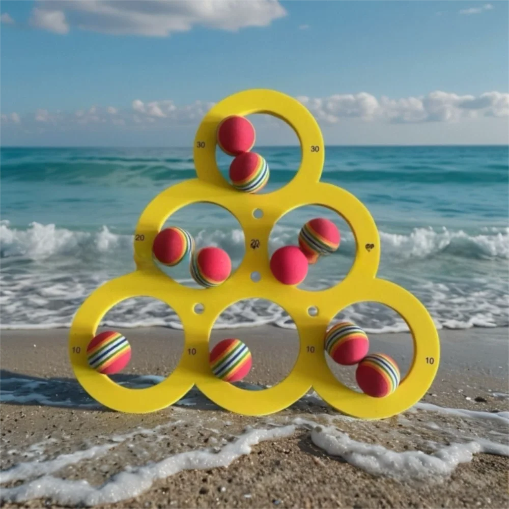 

Durable EVA Water Floating Table with 10 Balls Triangle Throwing Score Ring Set Relaxing Puzzle Game Water Toys Summer Fun