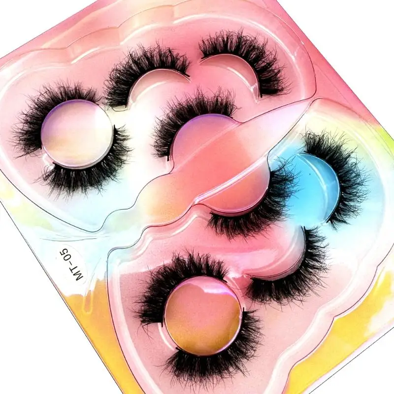 HBZGTLAD 5 paires de cils de vison 3D naturel longue bande complète cils de vison courts faux cils maquillage faux cils cils noirs